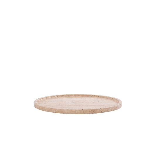 Brence Natuurlijke Travertijn Rond Dienblad Set van 2 Stuks 1.5x30x30 cm