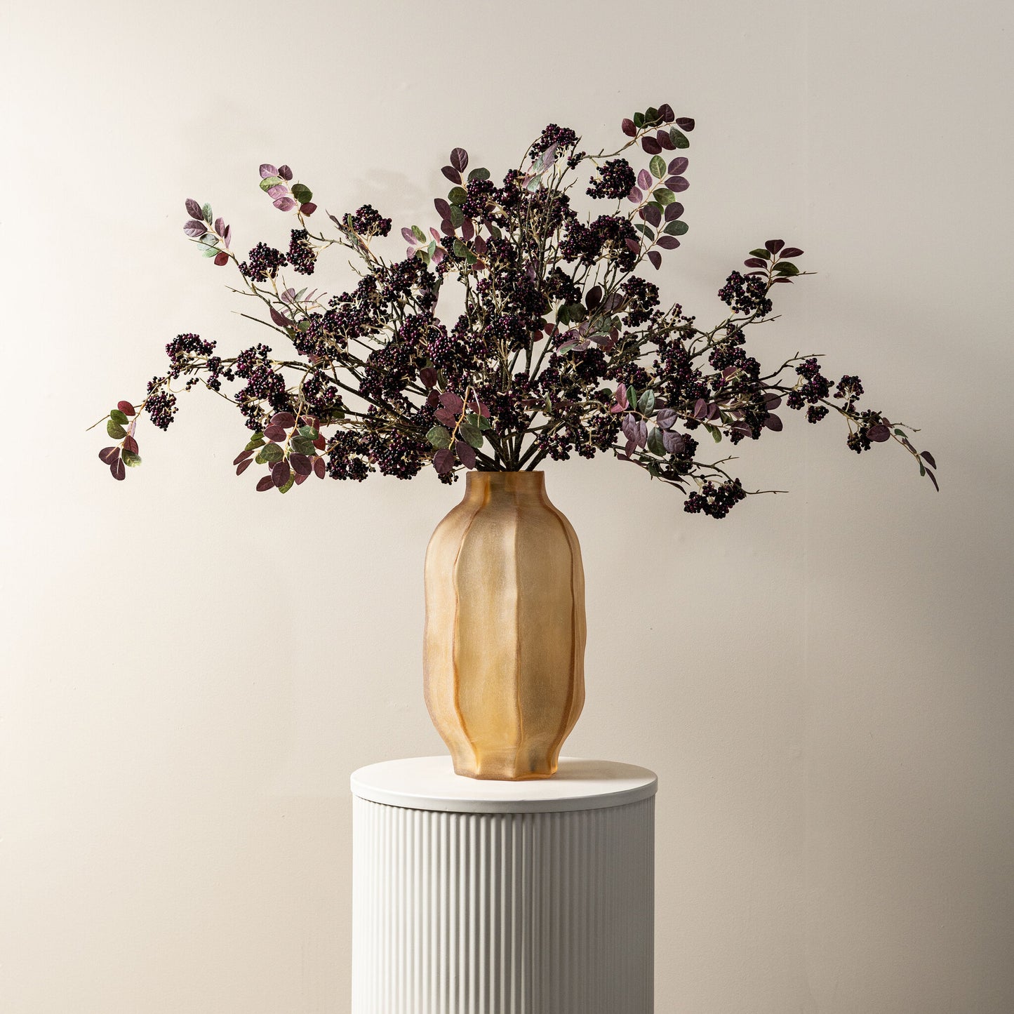 Berry Plant Bruin Bessentak Met Bladeren - Set van 12 93x44x32 cm