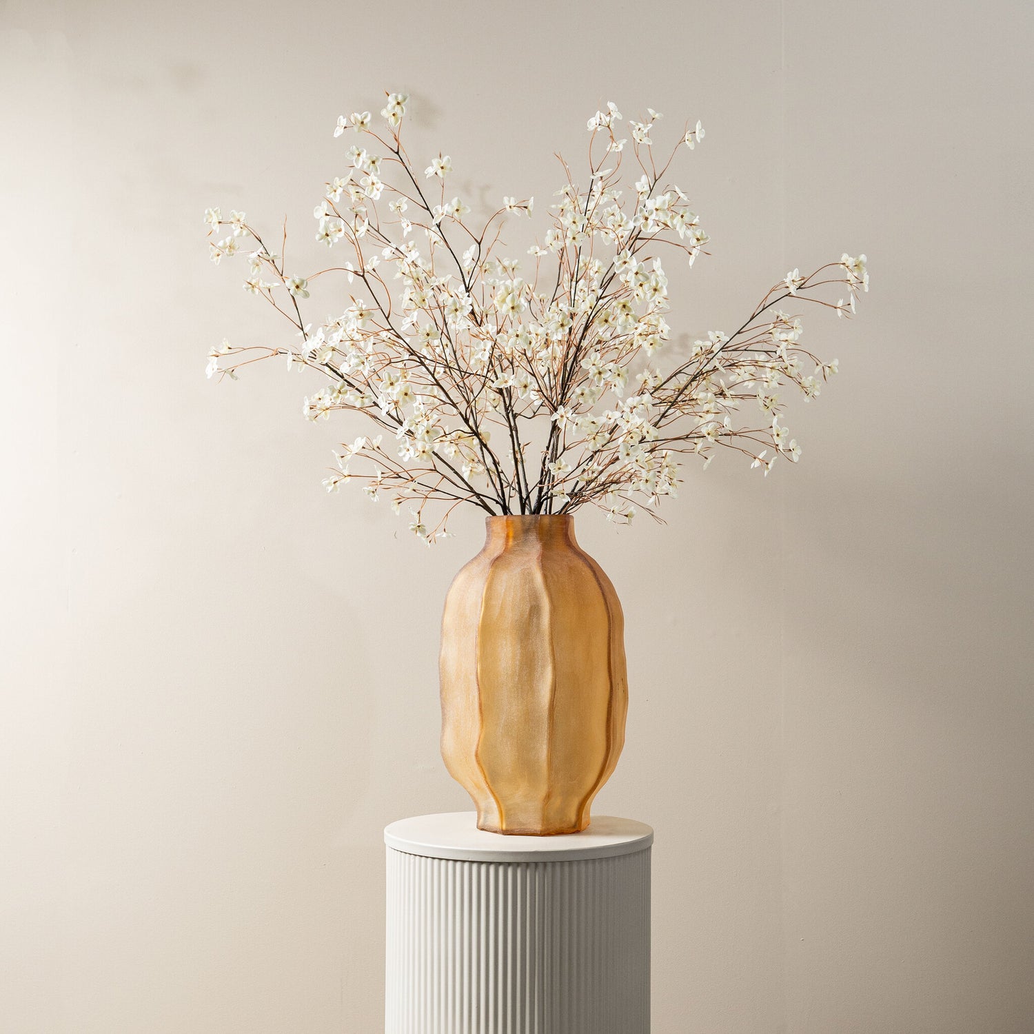 Twig Plant Cream Wild Flower Spray - Set van 12 Stuks 110x63x30 cm