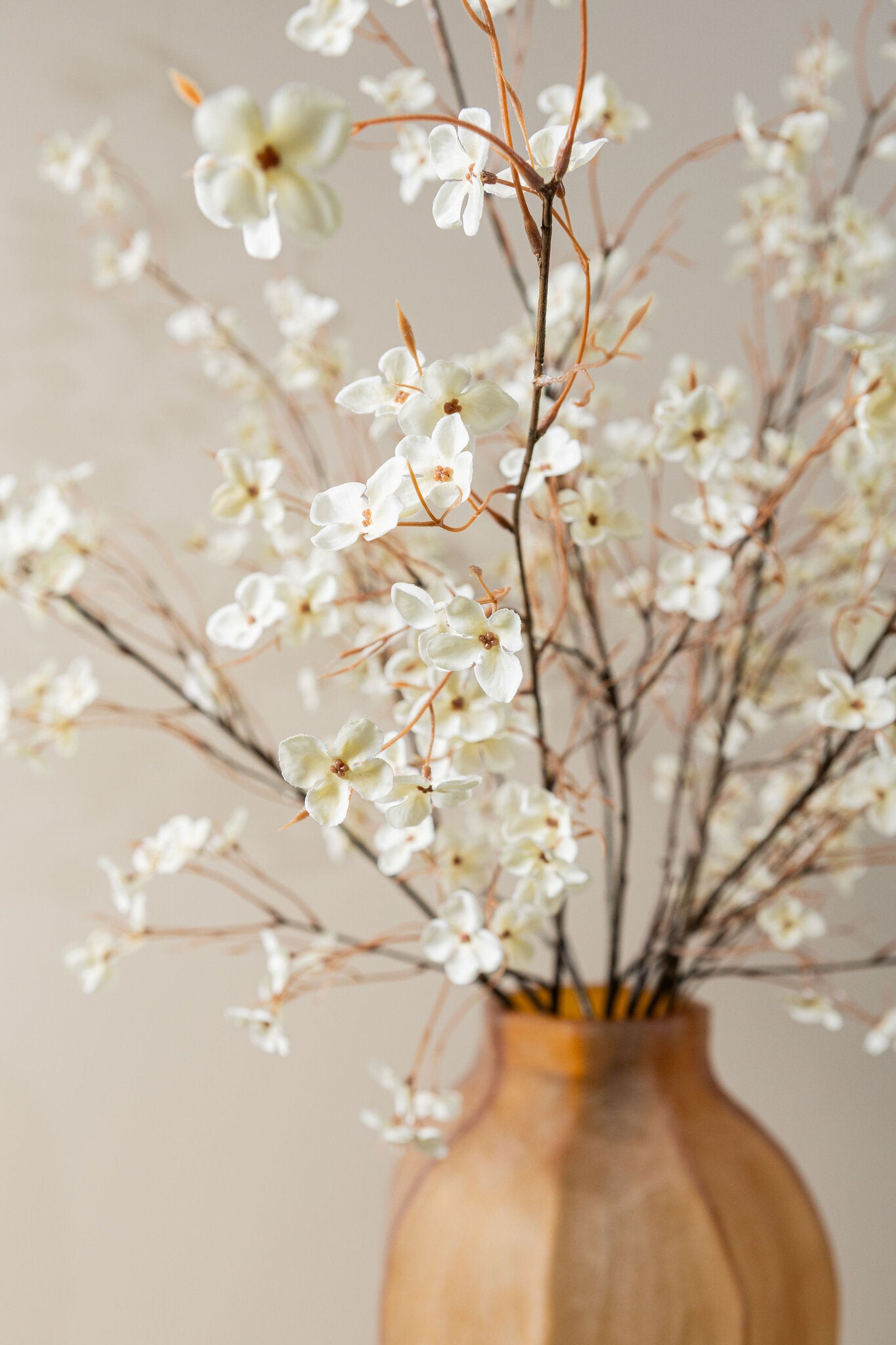 Twig Plant Cream Wild Flower Spray - Set van 12 Stuks 110x63x30 cm