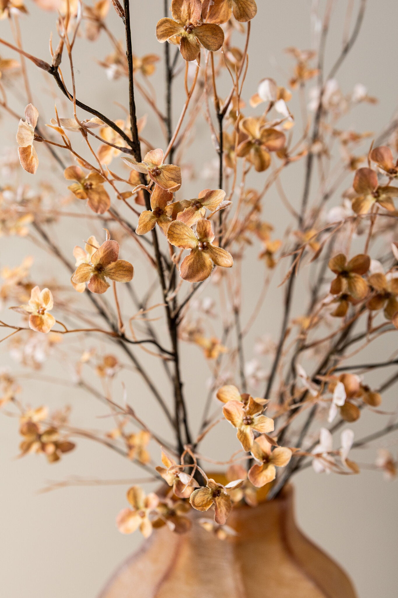 Twig Plant Licht Oranje Wildflower Spray - Set van 12 110x63x30 cm