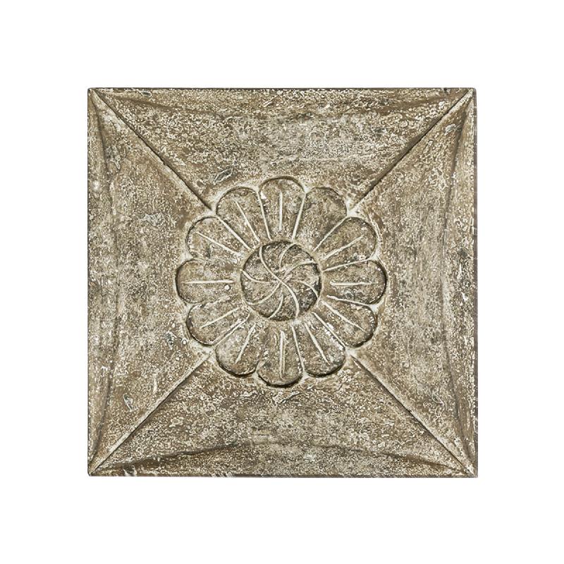 Flowin Champagne MDF Vierkant Bloemen Wandpaneel Set van 4 Stuks 40x40x2.5 cm