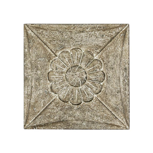 Flowin Champagne MDF Vierkant Bloemen Wandpaneel Set van 4 Stuks 40x40x2.5 cm
