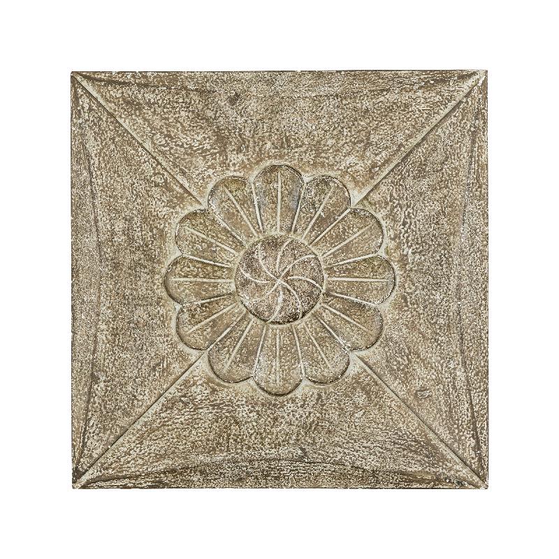 Flowin Champagne MDF Vierkant Bloemen Wandpaneel M - Set van 2 60x60x3 cm