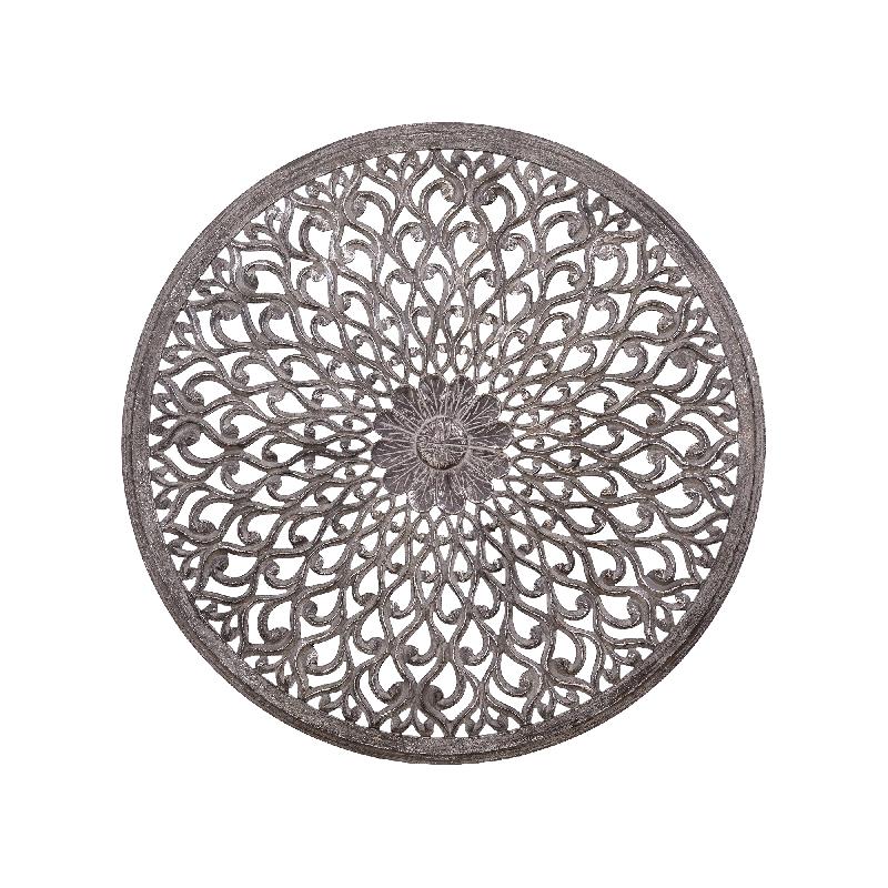 Vane Donkergrijs MDF Rond Gekerfd Wandpaneel 90x90x3.4 cm