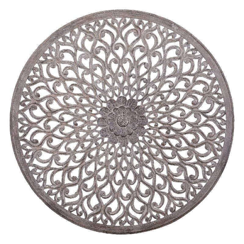 Vane Donkergrijs MDF Rond Gekerfd Wandpaneel L 150x150x2.7 cm