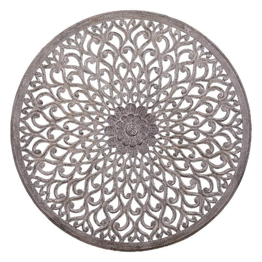 Vane Donkergrijs MDF Rond Gekerfd Wandpaneel L 150x150x2.7 cm