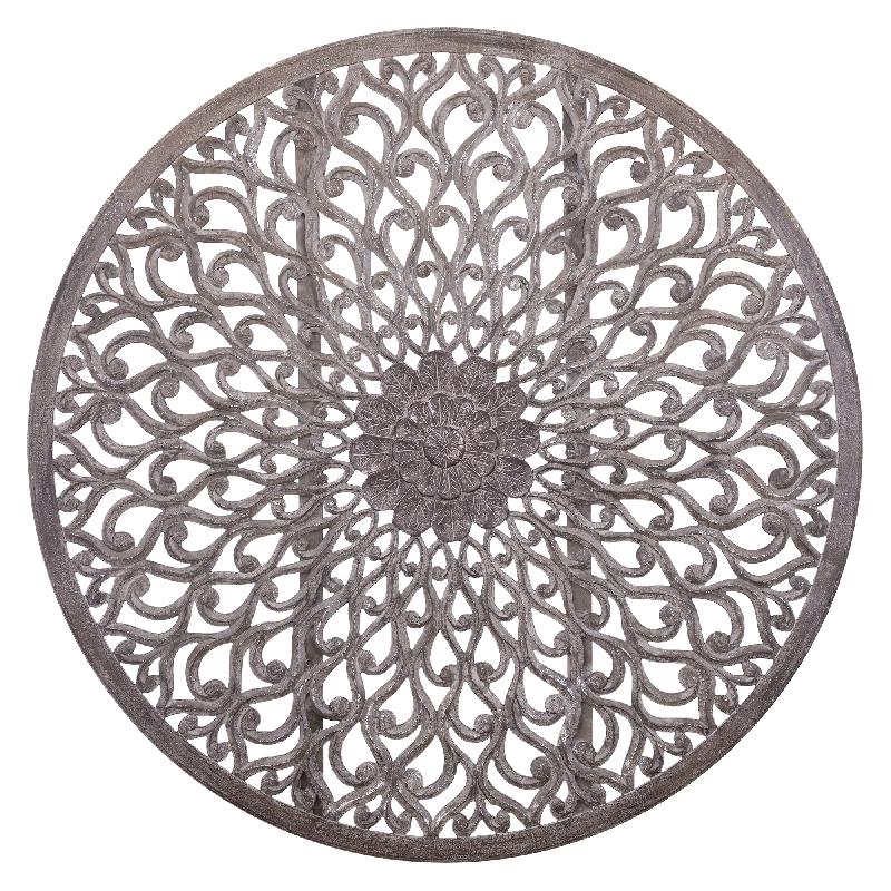 Vane Donkergrijs MDF Rond Gekerfd Wandpaneel XL 180x180x3.5 cm