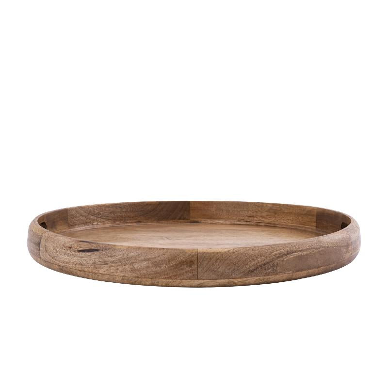 Dusten Natuurlijk Mangohout Rond Dienblad Groot Set van 2 Stuks 5.5x50x50 cm
