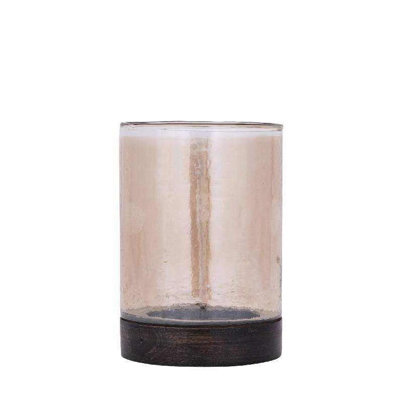 Keylan Bruin Lustre Glass Stormlight Houten Voet L Set van 2 24.5x17x17 cm