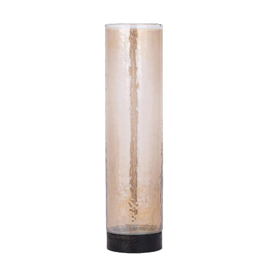 Keylan Bruine Luster Glazen Vaas Met Mangohout Voet L, Set van 2 44.5x10x10 cm