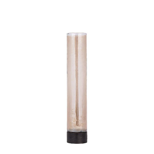 Keylan Bruine Lustre Glazen Vaas Mangohout Voet M - Set van 2 33x7x7 cm