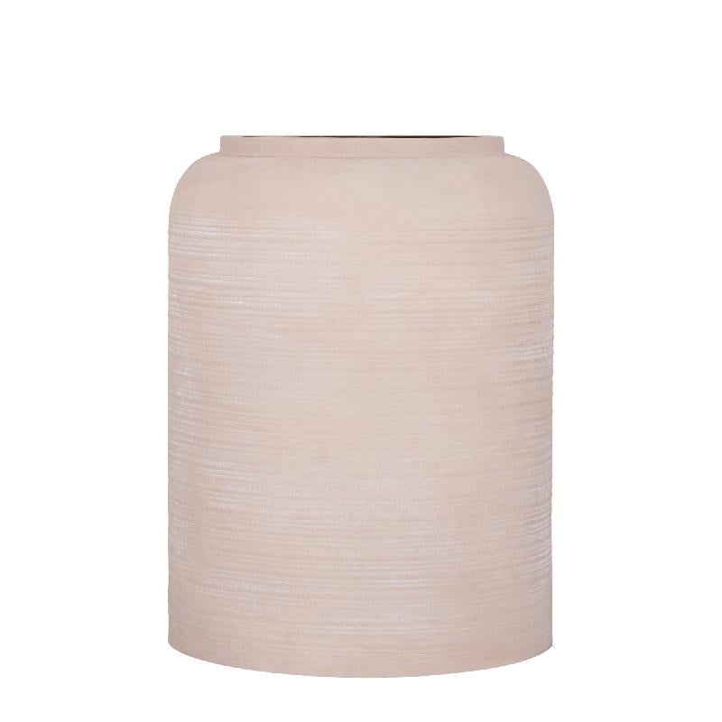 Lavada Beige Metalen Boerenpot Hoog Gestreept L 53.5x41x41 cm