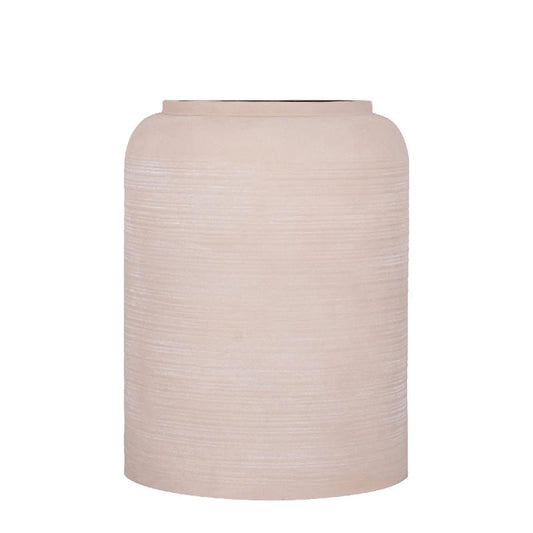 Lavada Beige Metalen Boerenpot Hoog Gestreept L 53.5x41x41 cm