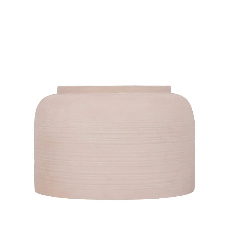 Lavada Beige Ijzeren Boerenpot Laag Gestreept 23.5x35.5x35.5 cm