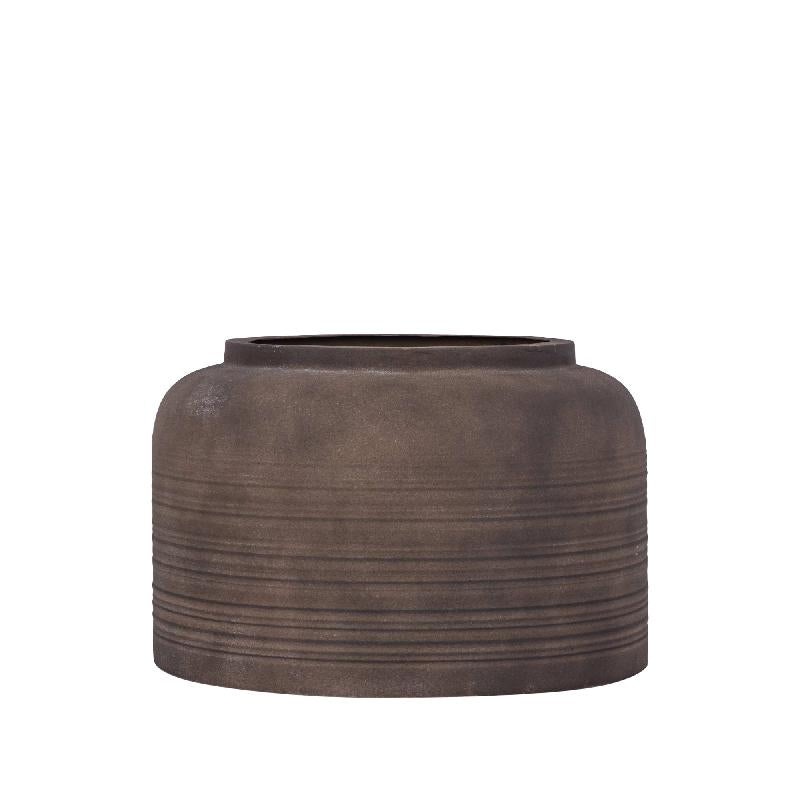 Lavada Donkerbruine Ijzeren Boerenpot Laag S 23.5x35.5x35.5 cm