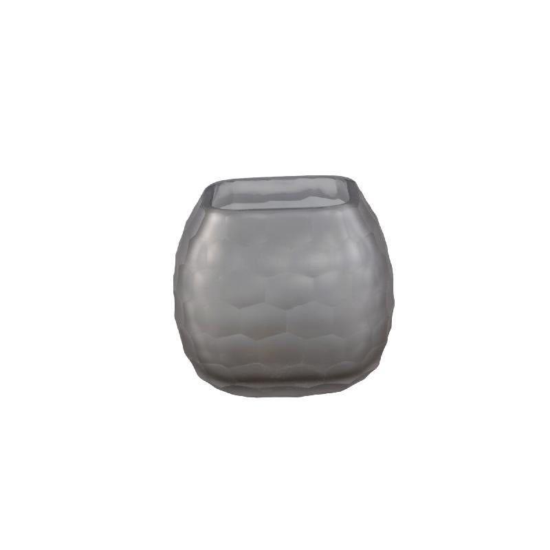 Amaria Grijs Glas Handgeslepen Honingraat Windlicht Set van 4 11x12x12 cm