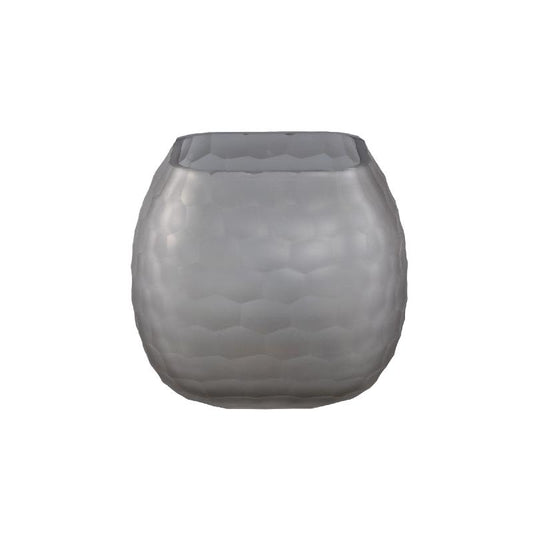 Amaria Grijs Glas Handgesneden Honingraat Windlicht L Set van 2 14x16x16 cm