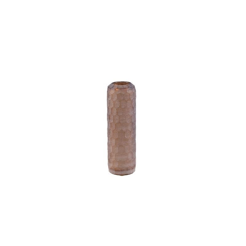 Vaela Beige Glazen Vaas Set van 4 Stuks met Handgesneden Honingraat 21x6.5x6.5 cm