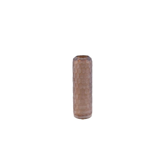 Vaela Beige Glazen Vaas Set van 4 Stuks met Handgesneden Honingraat 21x6.5x6.5 cm