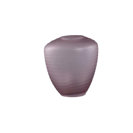 Zalia Roze Ovale Glazen Vaas Met Handgesneden Strepen Set Van 2 24.5x24x15.5 cm