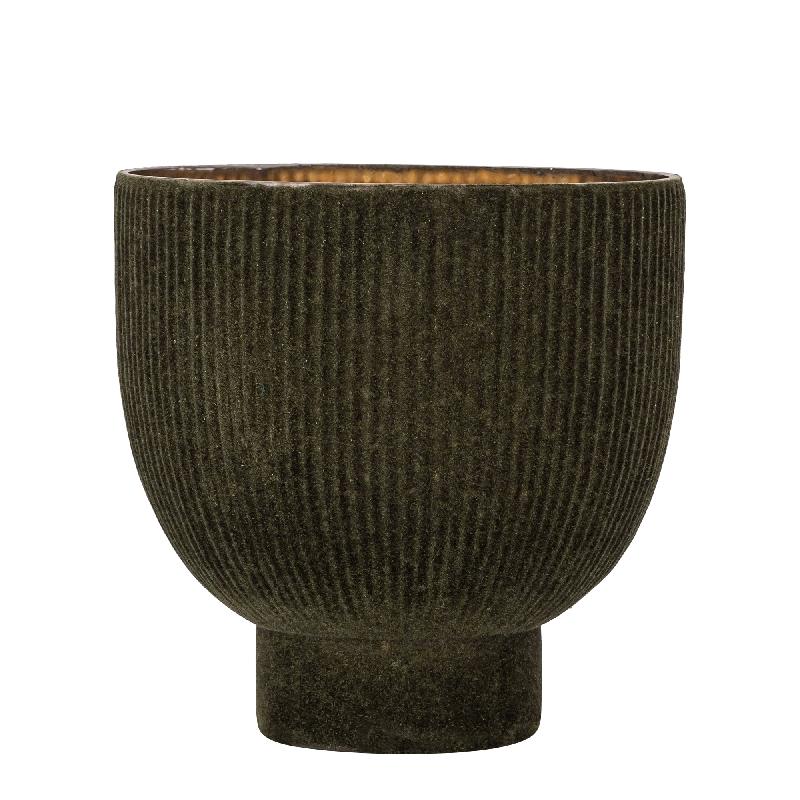Jordian Donkergroen Glazen Windlicht Met Flocking L 25.5x25.5x25.5 cm