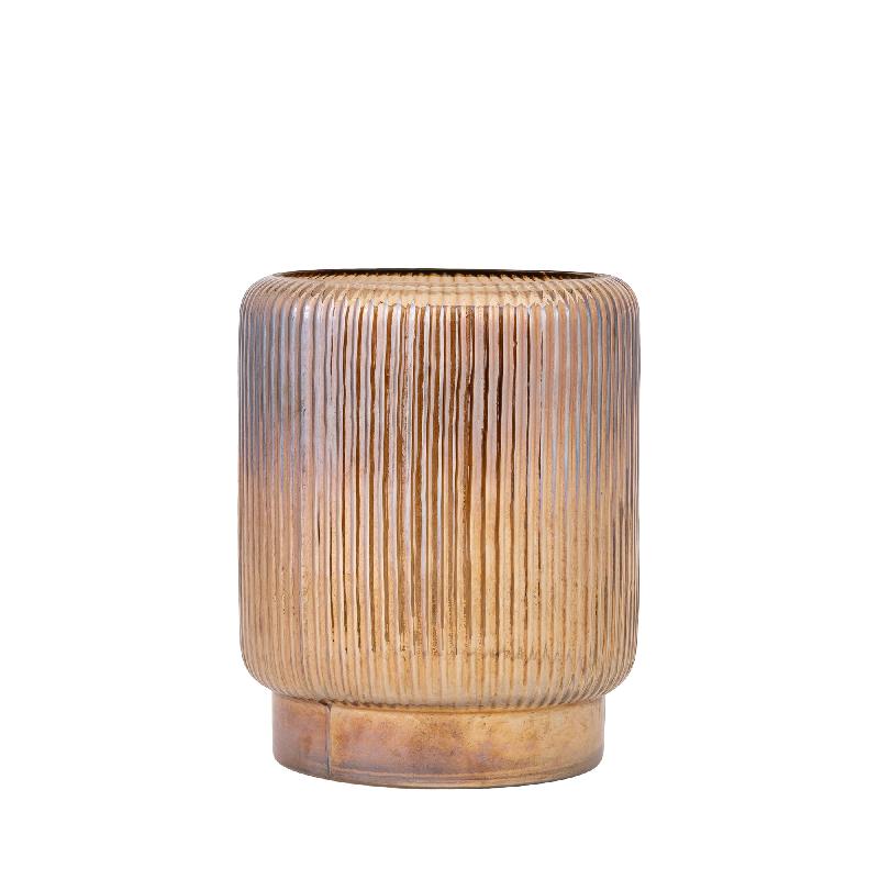 Shalea Amber Ribbed Glass Stormlight Base Round M 25.5x21x21 cm