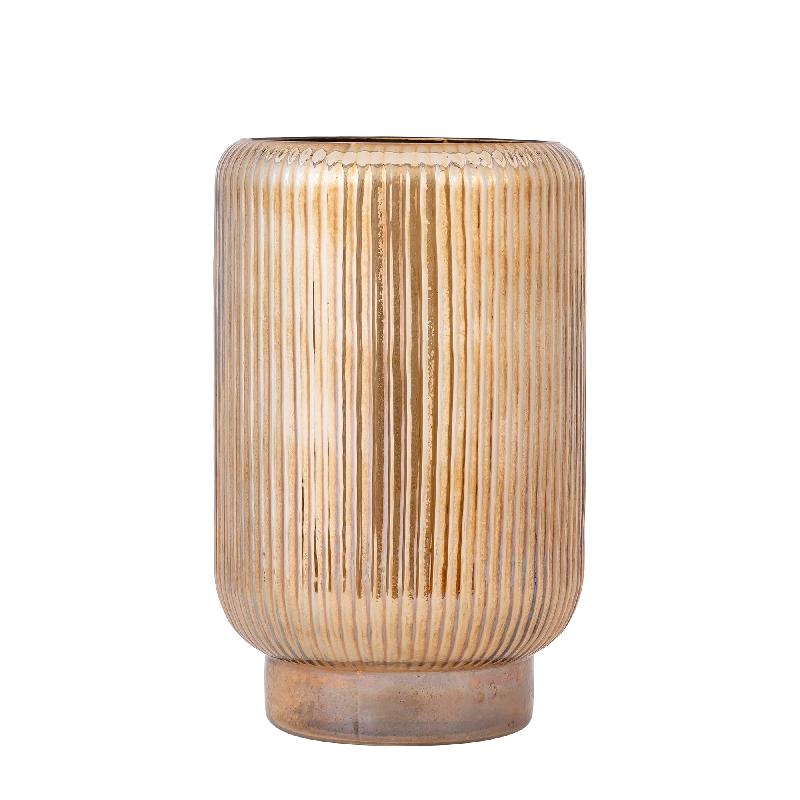 Shalea Amber Ribbed Glass Stormlight Base Round L 33x20x20 cm