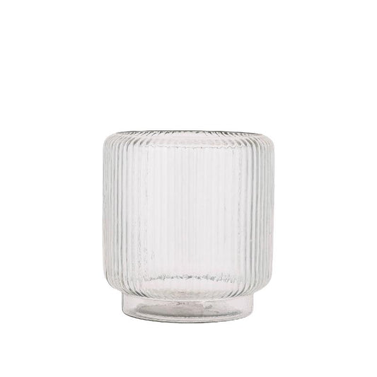 Shalea Helder Geribd Glas Windlicht Rond S - Set van 2 20x18x18 cm