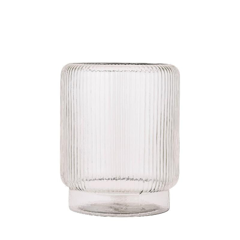 Shalea Helder Geribbed Glazen Windlicht Rond M 25.5x21x21 cm