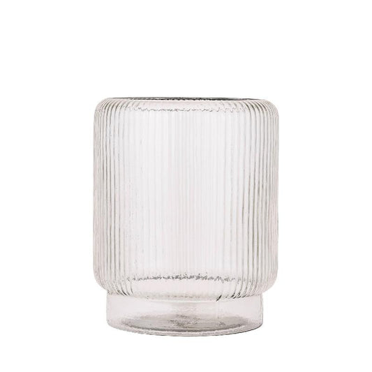 Shalea Helder Geribbed Glazen Windlicht Rond M 25.5x21x21 cm