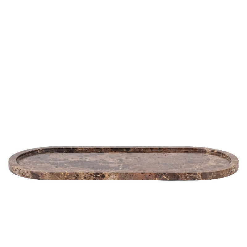 Eris Donkerbruine Marmeren Schaal Met Rand Ovaal L 1.5x45.5x19 cm