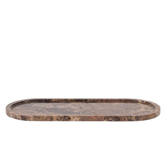 Eris Donkerbruine Marmeren Schaal Met Rand Ovaal L 1.5x45.5x19 cm