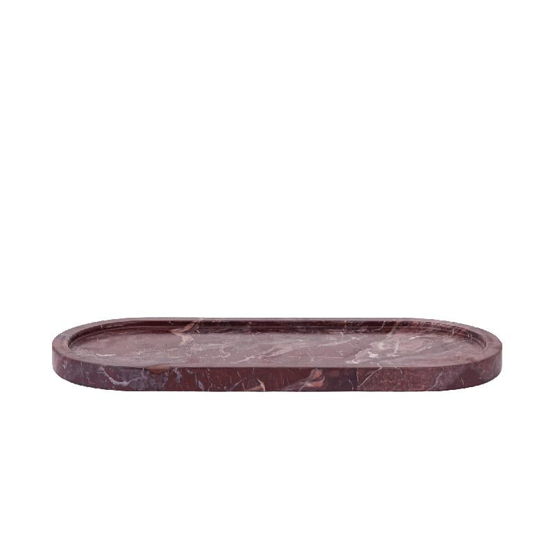 Eris Bourgondië Marmeren Dienblad Met Rand Ovaal S 1.5x35.5x15 cm