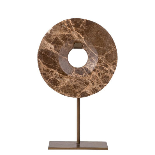 Eris Donkerbruine Marmeren Ring Ornament Op Voet L 33.5x20x7.5 cm