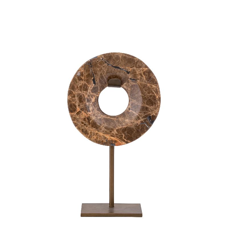Eris Donkerbruine Marmeren Ring Ornament Op Voet S 27x15x7.5 cm