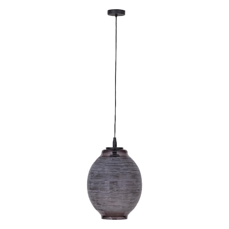 Mascen Donkergrijs Gesneden Glas Hanglamp Groot 32x22x22 cm