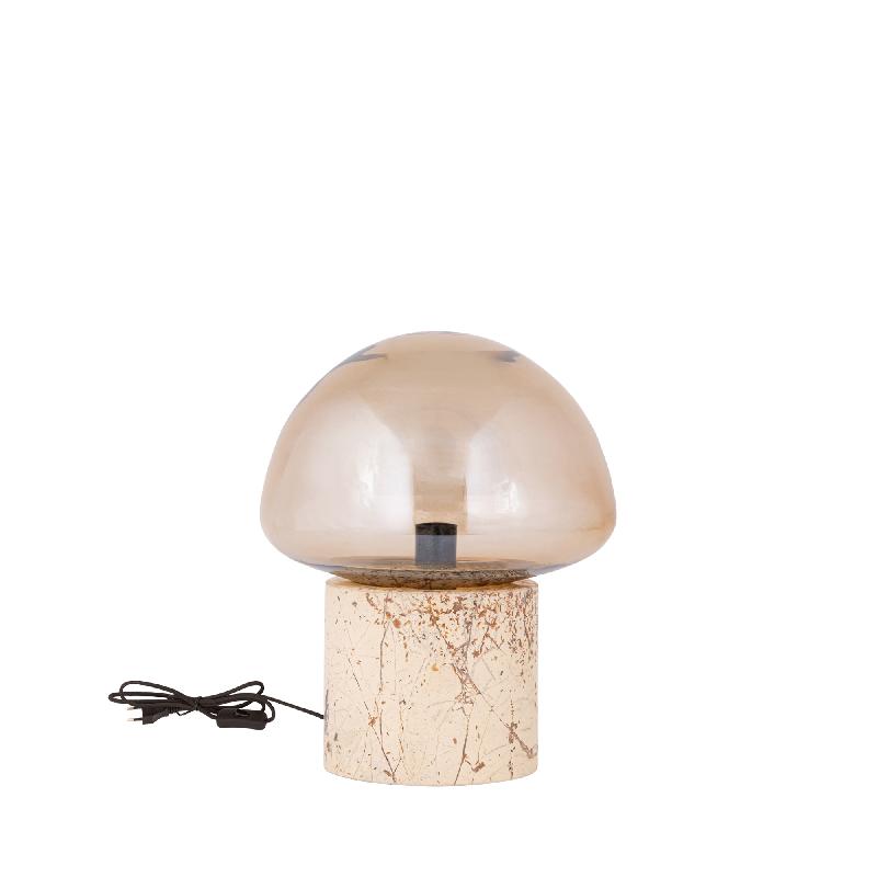 Jobani Beige Marmeren Tafellamp Met Lustre Glas S 27x23x23 cm