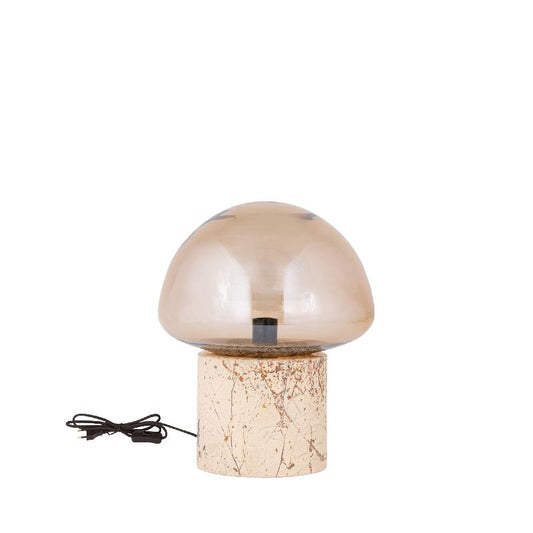 Jobani Beige Marmeren Tafellamp Met Lustre Glas S 27x23x23 cm