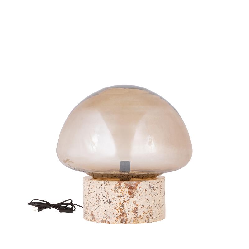 Jobani Beige Marmeren Tafellamp Met Lustre Glas L 32x32x32 cm