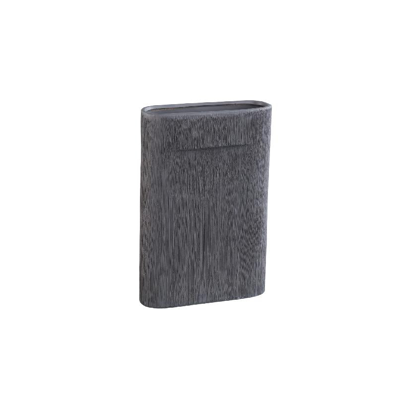 Elenia Donkergrijs Keramische Pot Ovaal Fijne Lijnen - Set van 4 34.5x23x8.5 cm