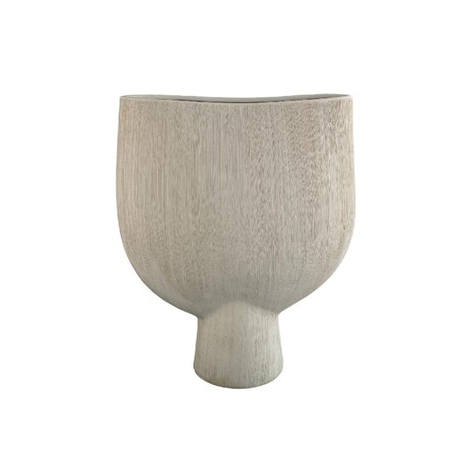 Tywin Khaki Keramische Pot Ovaal Op Voet Fijne Lijnen L 60x50x20 cm