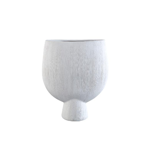 Tywin Witte Keramische Ovale Pot Op Voet Fijne Lijnen M - Set van 2 45x37.5x15 cm