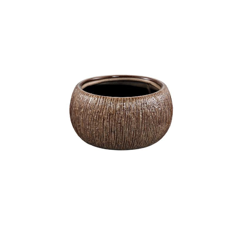Chass Lichtbruin Keramische Ronde Gestreepte Schaal S Set van 8 10x18x18 cm