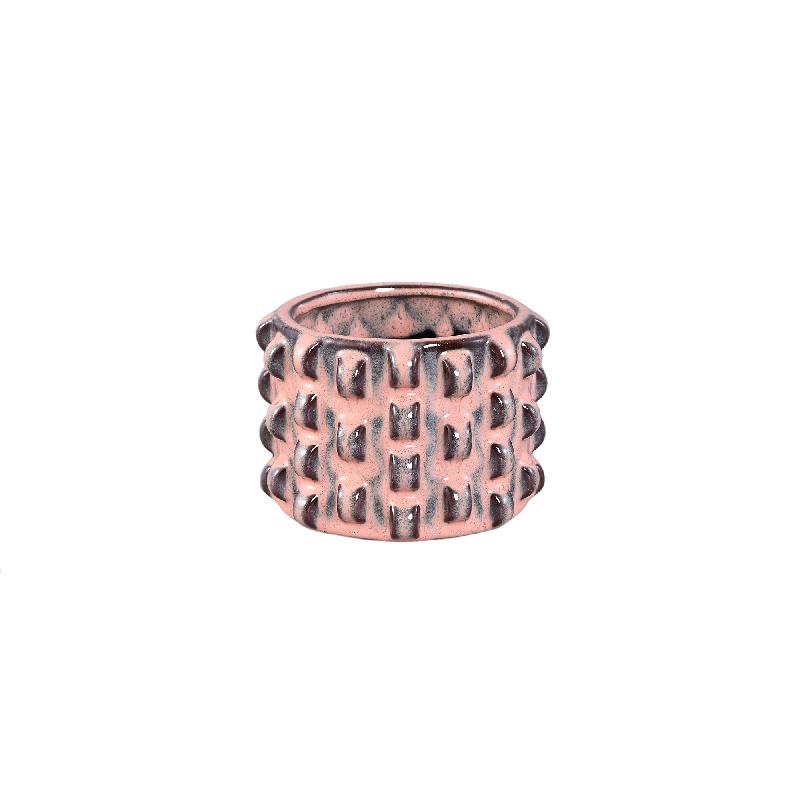 Robben Roze Keramische Pot Set van 12 Stuks 3D Patroon XS 10x14.5x14.5 cm