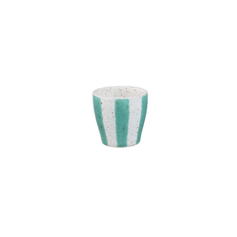 Shaen Mint Groen Keramische Ronde Gestreepte Pot XS Set van 12 Stuks 7.5x8x8 cm