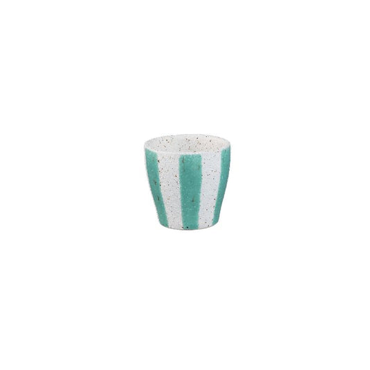 Shaen Mint Groen Keramische Ronde Gestreepte Pot XS Set van 12 Stuks 7.5x8x8 cm