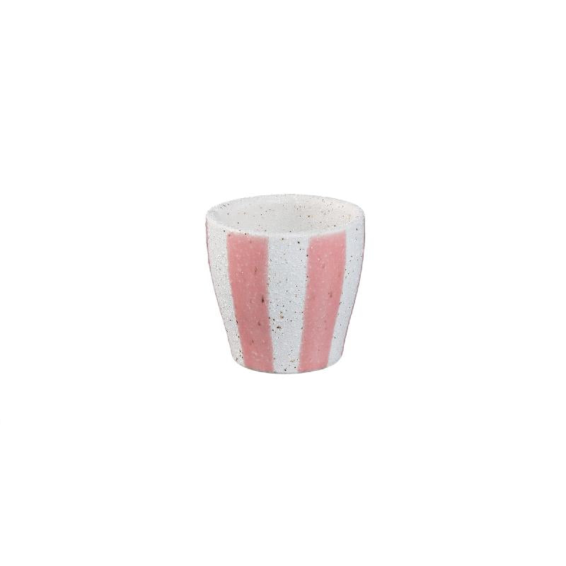Shaen Roze Keramische Pot Rond Gestreept Set van 12 Stuks 7.5x8x8 cm
