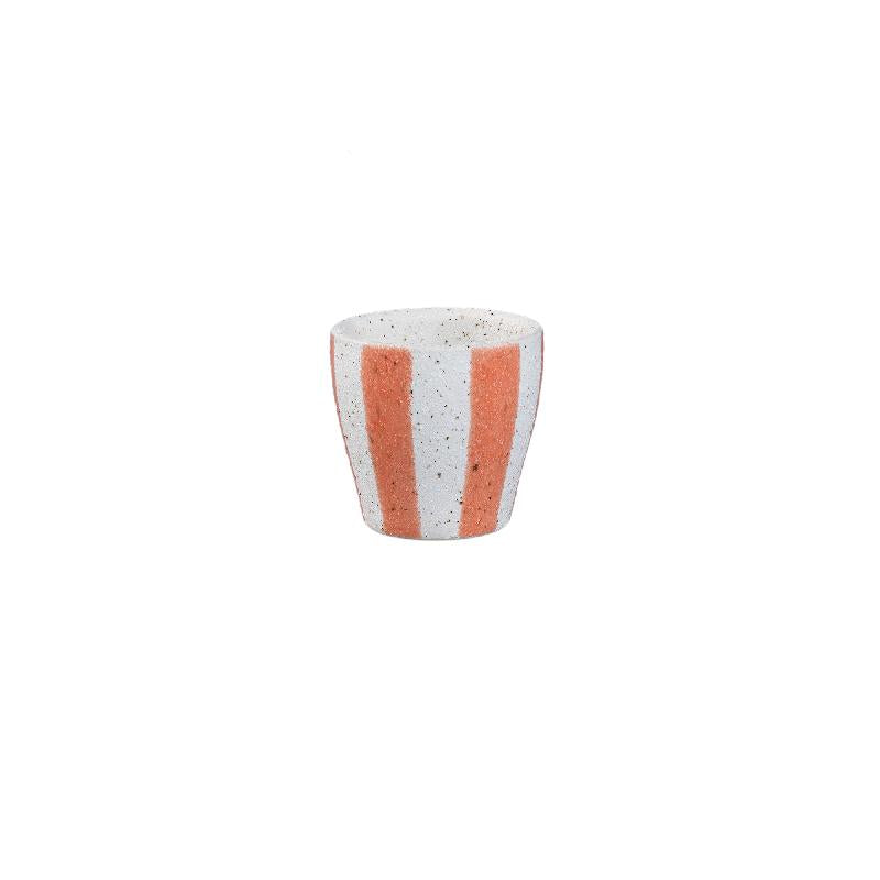 Shaen Oranje Keramische Ronde Pot Met Strepen XS - Set Van 12 Stuks 7.5x8x8 cm