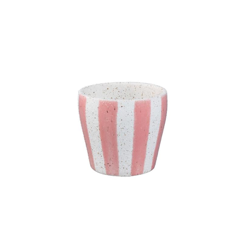 Shaen Roze Keramische Ronde Pot Met Strepen Set van 12 11.5x12x12 cm